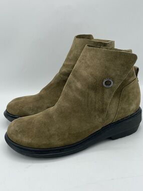 Dr. Martens Shelby Suede Ankle Boots in Olive Brown - Casual Slip-On Style